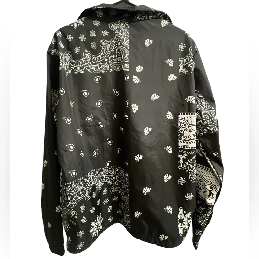 boohooMan Bandana Coach Jacket Size Large  Black/White.
